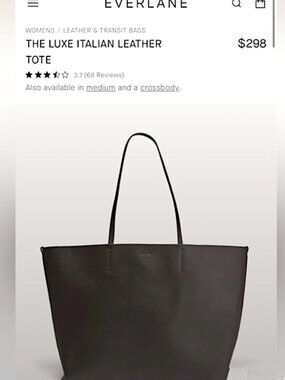 DISCOUNTED Everlane Luxe Italian Genuine Leather-TOTE BAG-Dark Brown-Looks BLACK